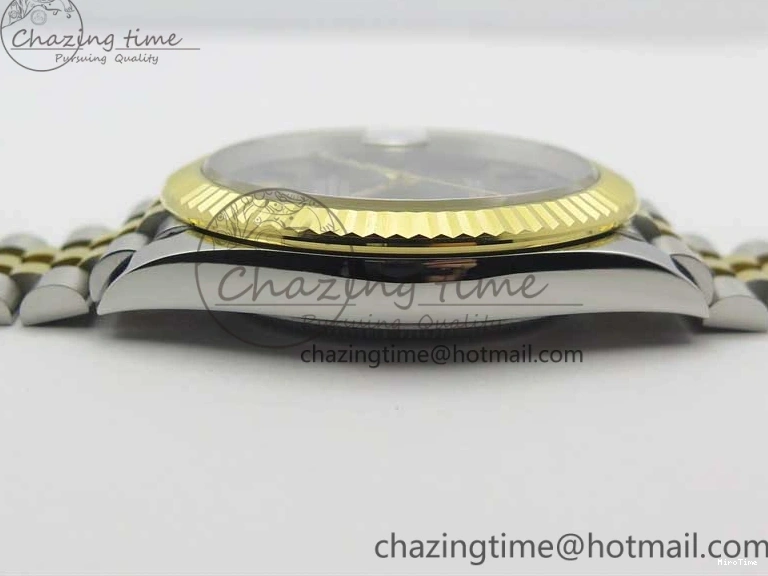 MiroTime 0519 DateJust 41 SS YG 126333 Fluted Bezel DJF Best Edition 904L Steel Gray Dial Green Roman Markers on Jubilee Bracelet A Seasonal 3194